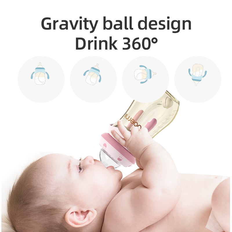 Anti bloating feeding bottle baby drop resistant straw ppsu baby bottle for 1-3 years old