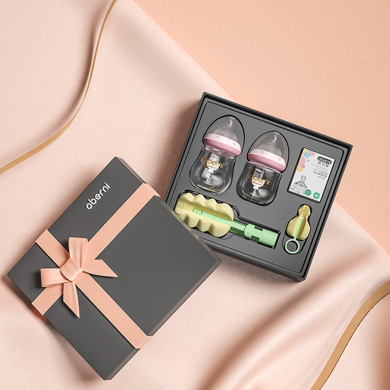 Oberni Supplies Bottle Baby Complete Set 0-6 Months Newborn Baby Glass Bottle Gift Box Set