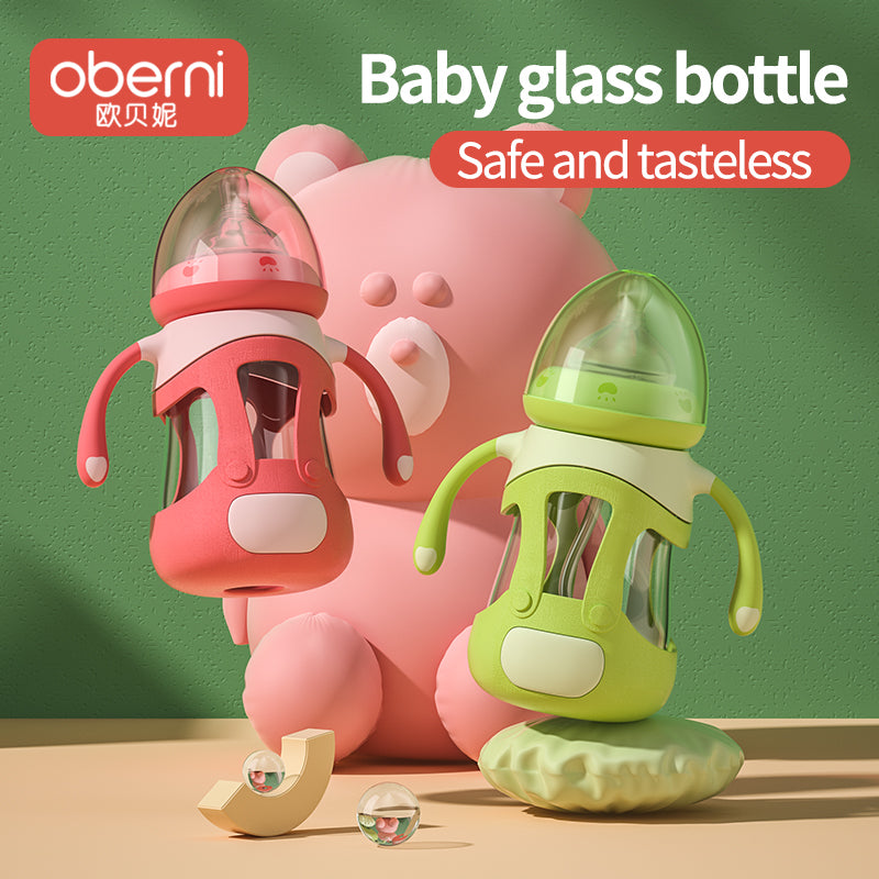 High Quality OEM Factory 240ml Smart Baby Glass Baby Milk Feeding Bottle For 6-36 Months