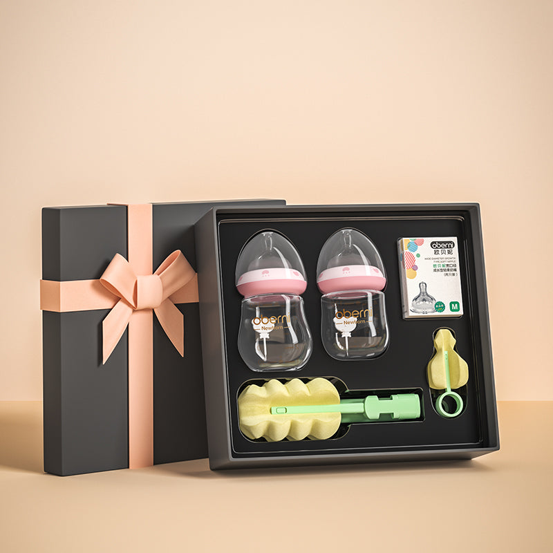 Oberni Supplies Bottle Baby Complete Set 0-6 Months Newborn Baby Glass Bottle Gift Box Set