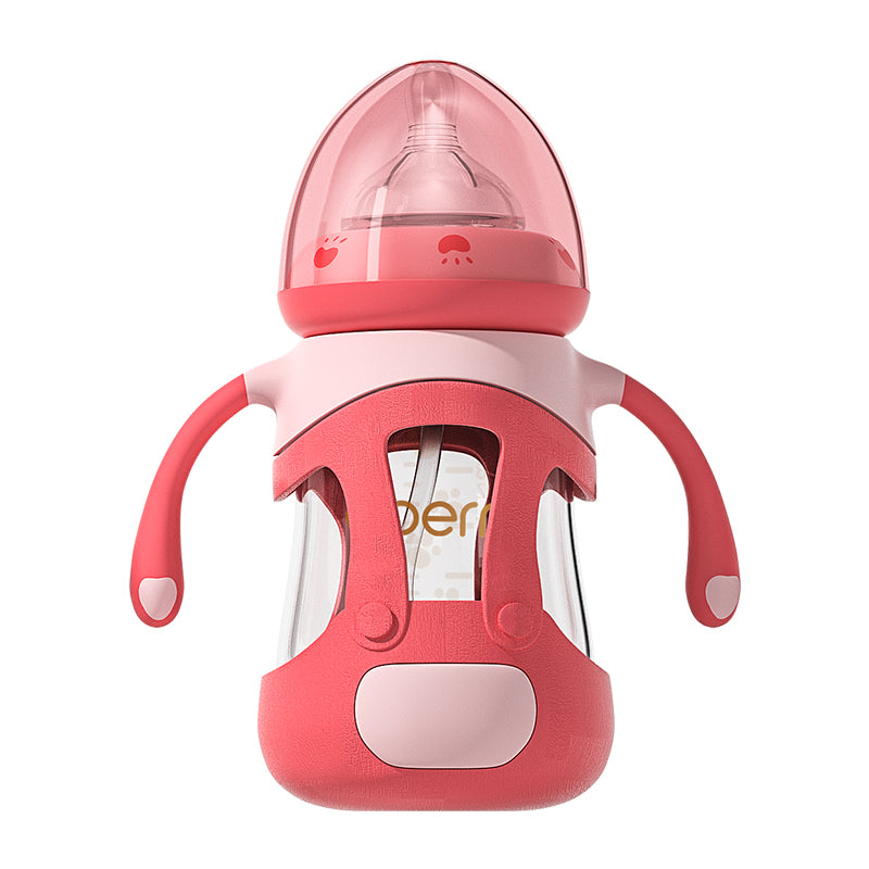 High Quality OEM Factory 240ml Smart Baby Glass Baby Milk Feeding Bottle For 6-36 Months