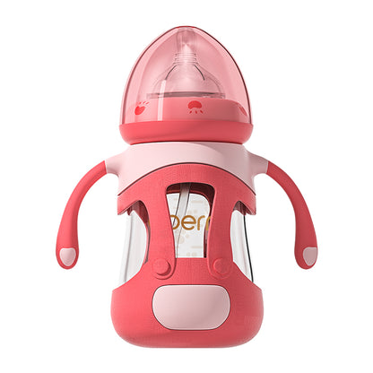 High Quality OEM Factory 240ml Smart Baby Glass Baby Milk Feeding Bottle For 6-36 Months